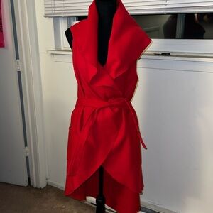 Red sleeveless/ Belted / Peplum / Vest